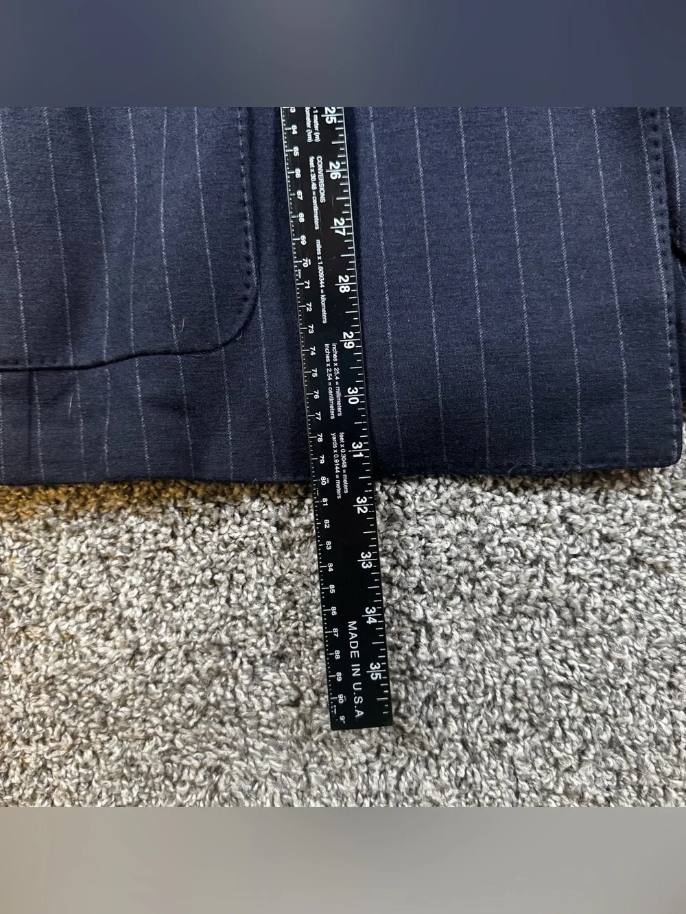Hagen Carmel Men’s 44 Navy Chalkstripe Double Breasted Sport Coat Blazer Italian